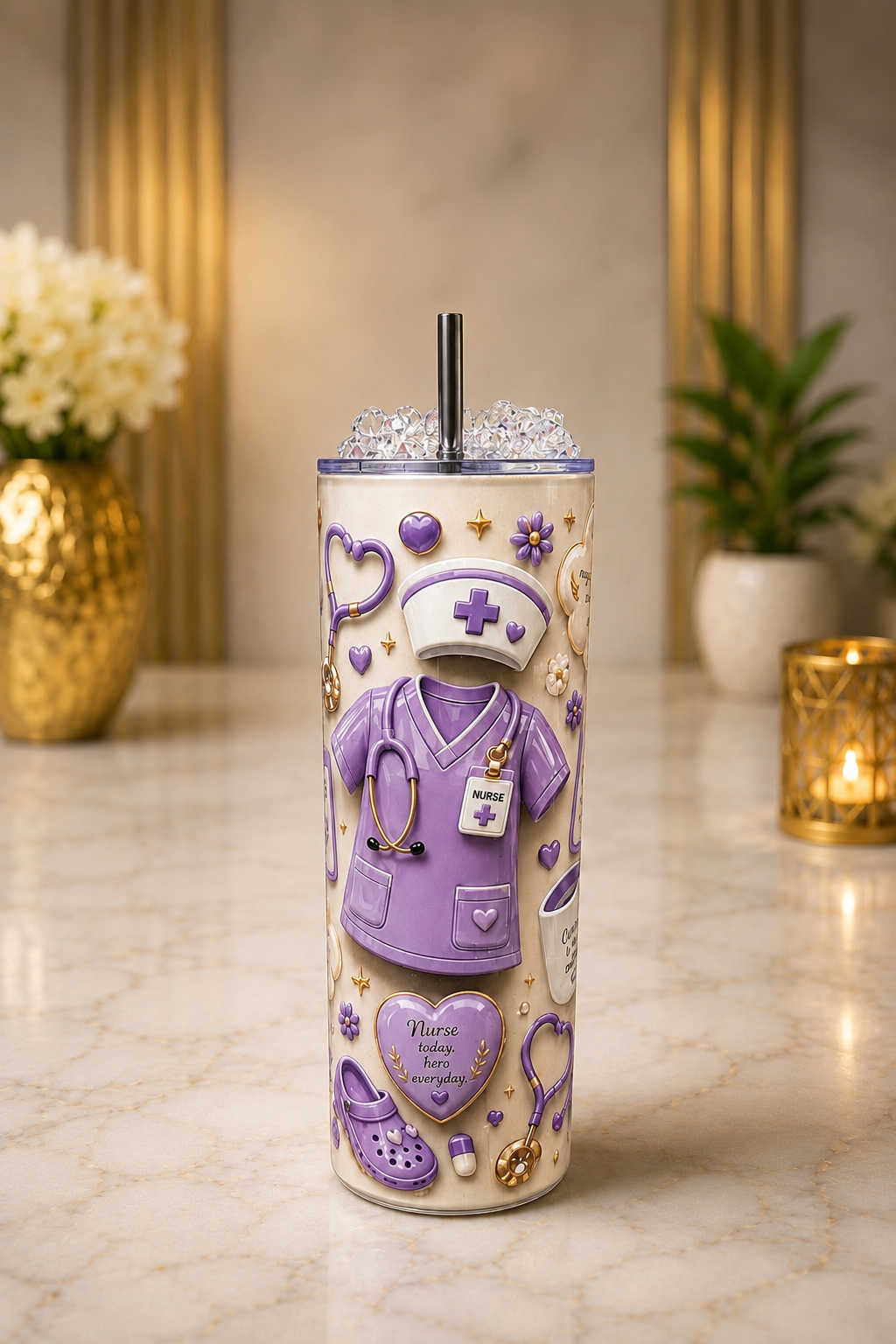 Purple Nurse Appreciation Sublimation Tumbler