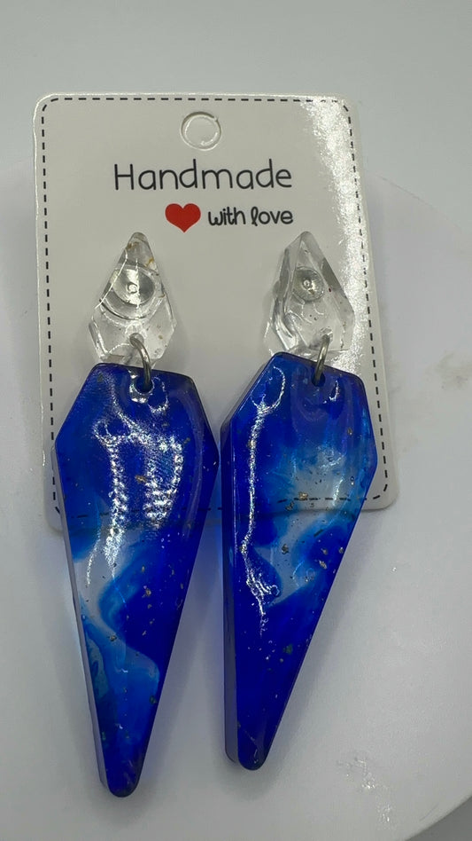 Blue Epoxy Earrings