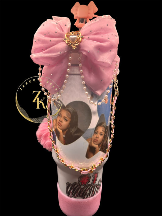 ZK Fancy Cup:Customizable Perfect Gift Hot & Cold All Day Stylish & Durable Plain Design with Pink Pom Pom...